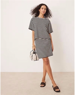 Вязаная мини-юбка в черно-белом цвете Vila