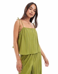 Оливково-зеленая плиссированная майка с квадратным вырезом Vero moda