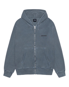 Джерси худи с молнией пигментного крашения, синий Stussy