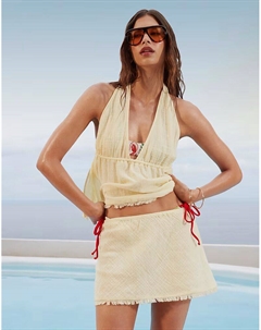 Пляжная юбка Callie из марли с бахромой цвета пахты Asos design