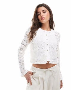 Вязаный кардиган с узором «ромбы» в цвете «облачно-белый» Pieces