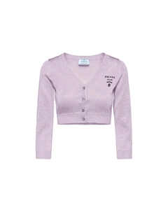 Короткий кардиган из люрекса лиловый Prada