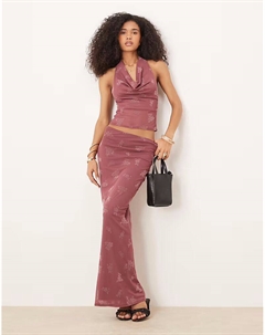 Юбка макси-футляр с выжженным цветочным принтом в темно-розовом цвете Asos design