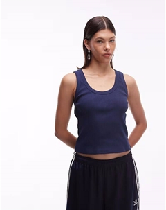 Топ с круглым вырезом в рубчик, темно-синий Asos design