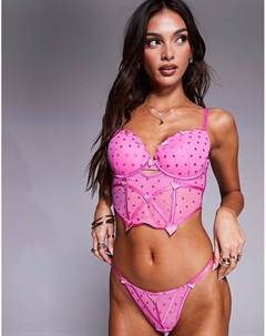 Корсет Roxy Spot Mesh с сердечками в ярко-розовом цвете Asos design