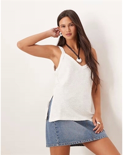 Топ из фактурной трикотажной ткани белого цвета Asos design