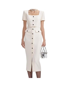 Платье миди на пуговицах, слоновая кость Self-portrait