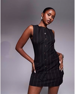 Длинный жилет в тонкую черную полоску Asos design