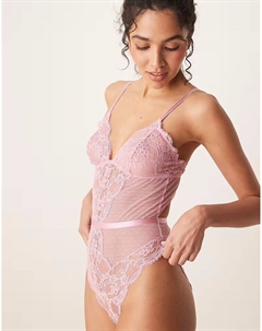 Мягкий боди Lola из кружева нежно-розового цвета Asos design