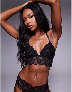 Удлиненный кружевной бюстгальтер-бралетт Lola черного цвета Asos design