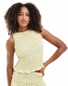 Льняная майка без рукавов со сборками цвета пахты Asos design