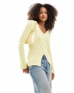 Длинный кардиган с воротником, светло-кремовый Asos design