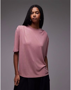 Футболка свободного кроя из модала с подплечниками в цвете пыльно-розовый Asos design