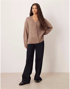 Кардиган бойфренда из шерсти и альпаки в грибном цвете Asos design