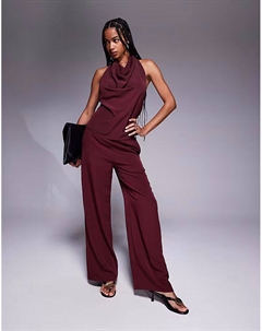 Широкие брюки бордового цвета Asos design