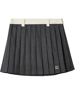 Плиссированная мини-юбка grey Miu miu
