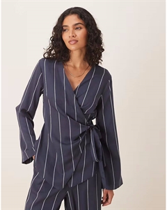 Топ с запахом спереди в синюю полоску Asos design