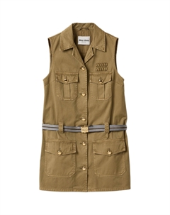 Гармент-дайд мини-платье из хлопка, зеленый Miu miu