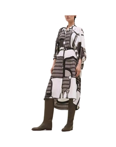 HERMES Женское платье с коротким рукавом FW24 Multicolor Hermès