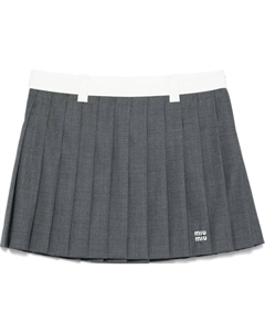 Плиссированная мини-юбка grey Miu miu