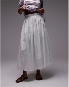 Юбка цвета слоновой кости из жатого хлопка с боковой молнией Topshop