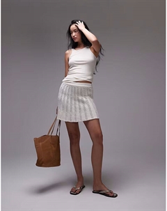 Трикотажная мини-юбка кремового цвета Topshop