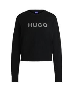 Свитер с лого-жаккардом, черный Hugo boss
