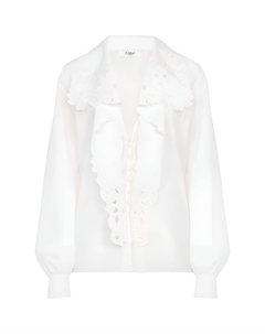 Вышитая блуза с бантом, белый Chloe