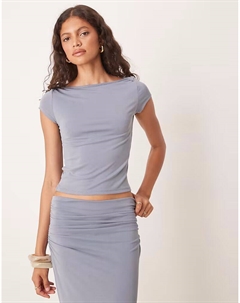 Футболка реглан с короткими рукавами синего цвета Asos design