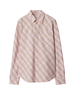 Рубашка в клетку с вышитым логотипом, розовый Burberry