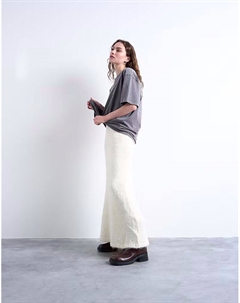 Трикотажная юбка в цвете «комод» пышная кремового цвета Topshop