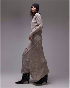 Юбка трикотажная с асимметричным подолом в овсяном цвете Topshop