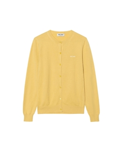Кардиган на пуговицах с круглым вырезом, желтый Miu miu