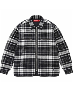 Стеганая фланелевая рубашка на молнии, черный Supreme