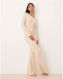 Широкие брюки для дома с широкими складками в рубчик, цвет "песок", серо-бежевый Asos design