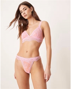 Кружевные стринги Lyla розового цвета Asos design