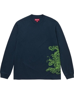 Длинный топ с вышивкой Dragon, синий/темно-синий Supreme