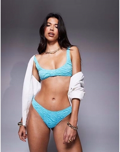 Текстурированные плавки бикини Maria Florida с высоким вырезом бедра бирюзового цвета Asos design