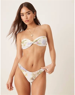 Бикини-трусики Florida с тропическим принтом и солнечным принтом желтого цвета Asos design