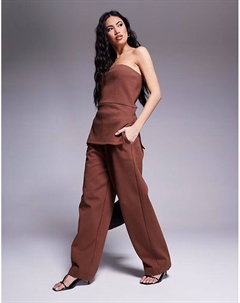 Структурированные брюки-интерлок коричневого цвета Asos design