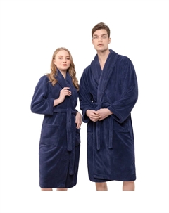 Халат Унисекс, ультрамягкий и пушистый флисовый халат Упаковка, идеален для сауны и спа, гостиничный халат, утренний халат, темно-синий Hammetex