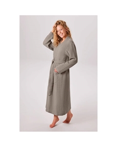 Мой домашний халат Bademantel Juna Musselin, идеально для сауны и спа, гостиничный халат, утренний халат 1 шт., современный, легкий, 100% хлопок, серо-коричневый My home