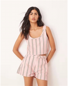 Укороченный джинсовый топ в полоску, розовый Asos design