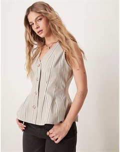 Жилет с баской в бежевую полоску Asos design