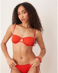 Бикини-топ на косточках Riddy Rib красного цвета Asos design