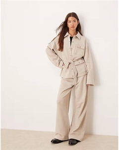 Спортивные брюки классического кроя с пуговицами, серо-бежевый Asos design