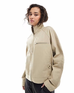 Куртка свободного кроя из твила с воротником-стойкой песочного цвета Asos design