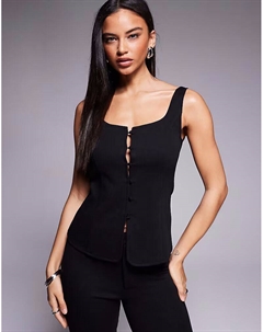 Топ из трикотажного твила с круглым вырезом черного цвета Asos design