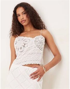 Винтажная майка-ками с заплатками из кружева кремового цвета Asos design