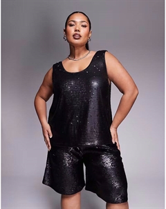 Топ без рукавов Curve, приталенный, с пайетками, черный Asos design